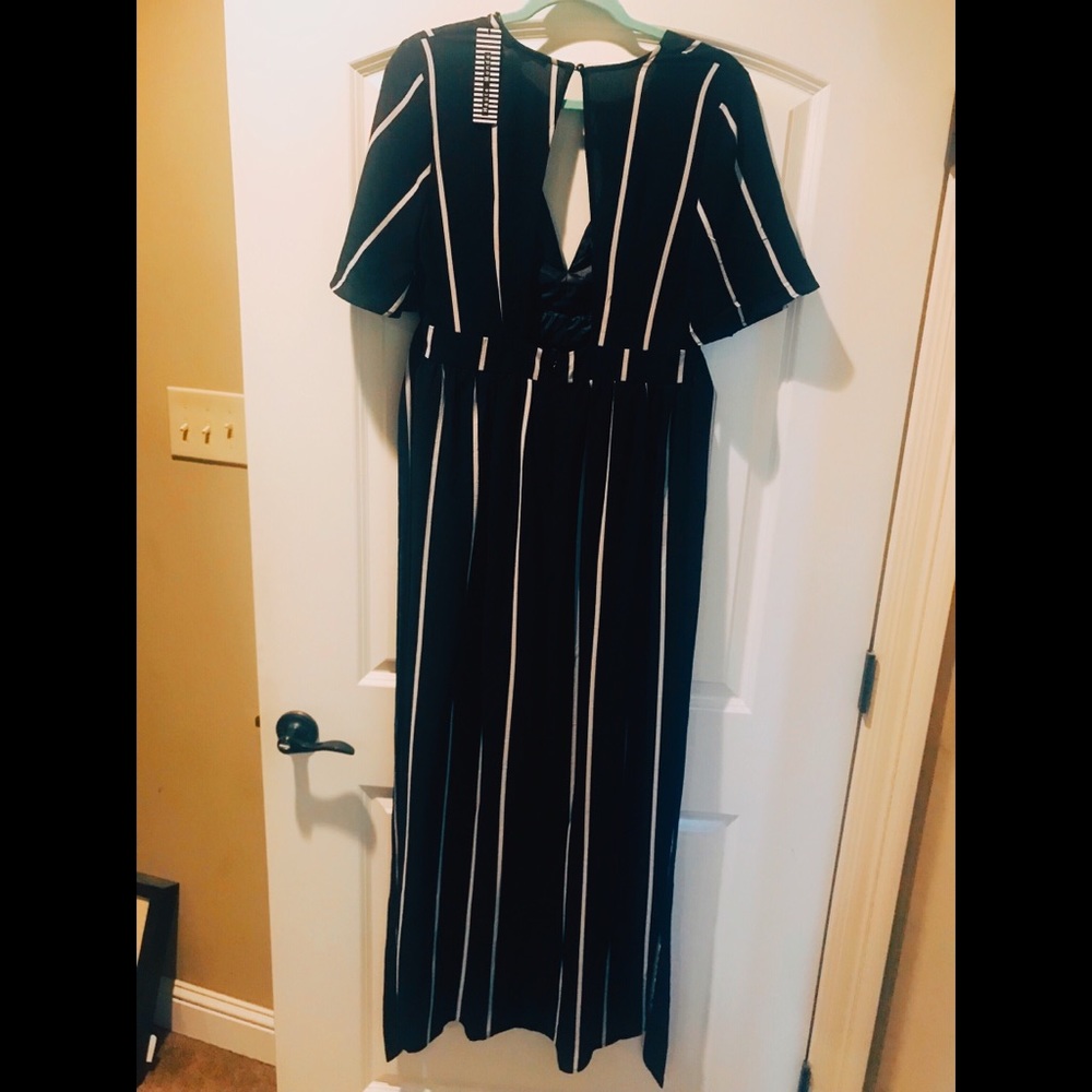 Maxi romper black/white stripe